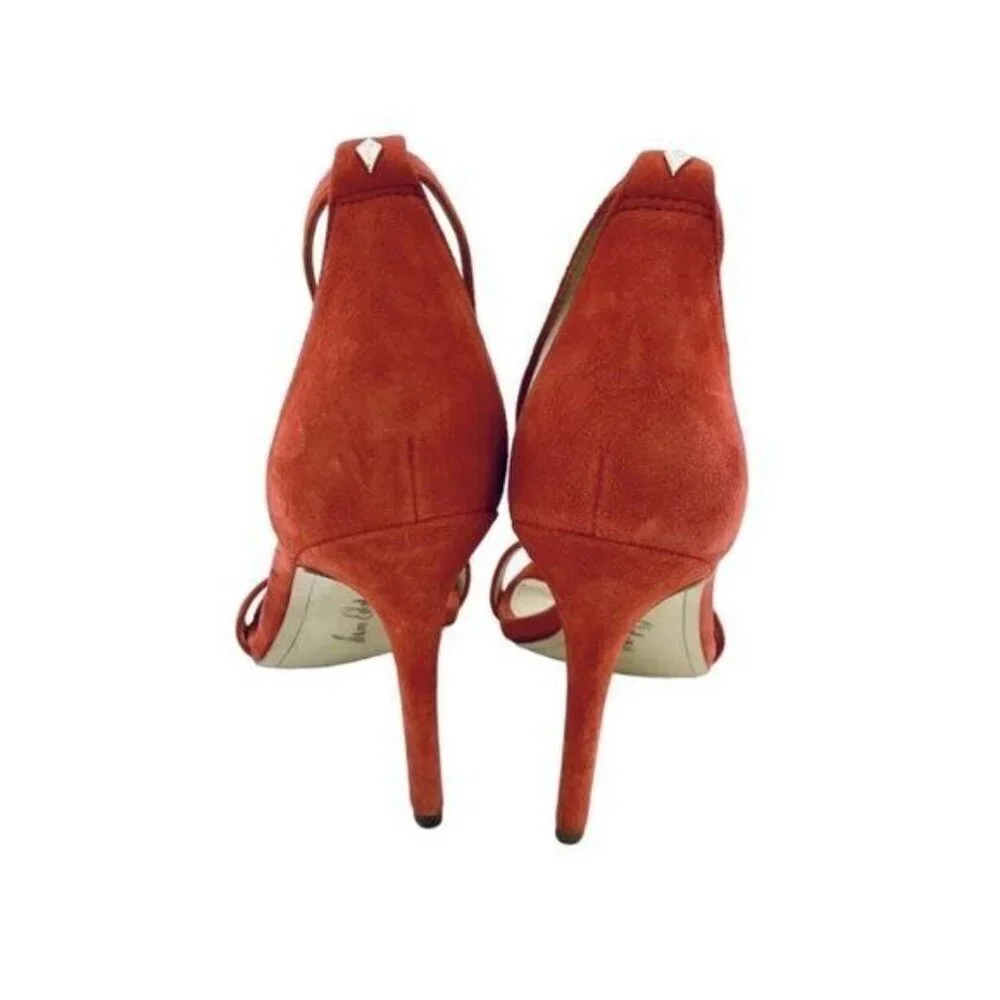 Sam Edelman Heels Orange Suede Leather Ankle Strap Stiletto Sandals SZ 7​​​